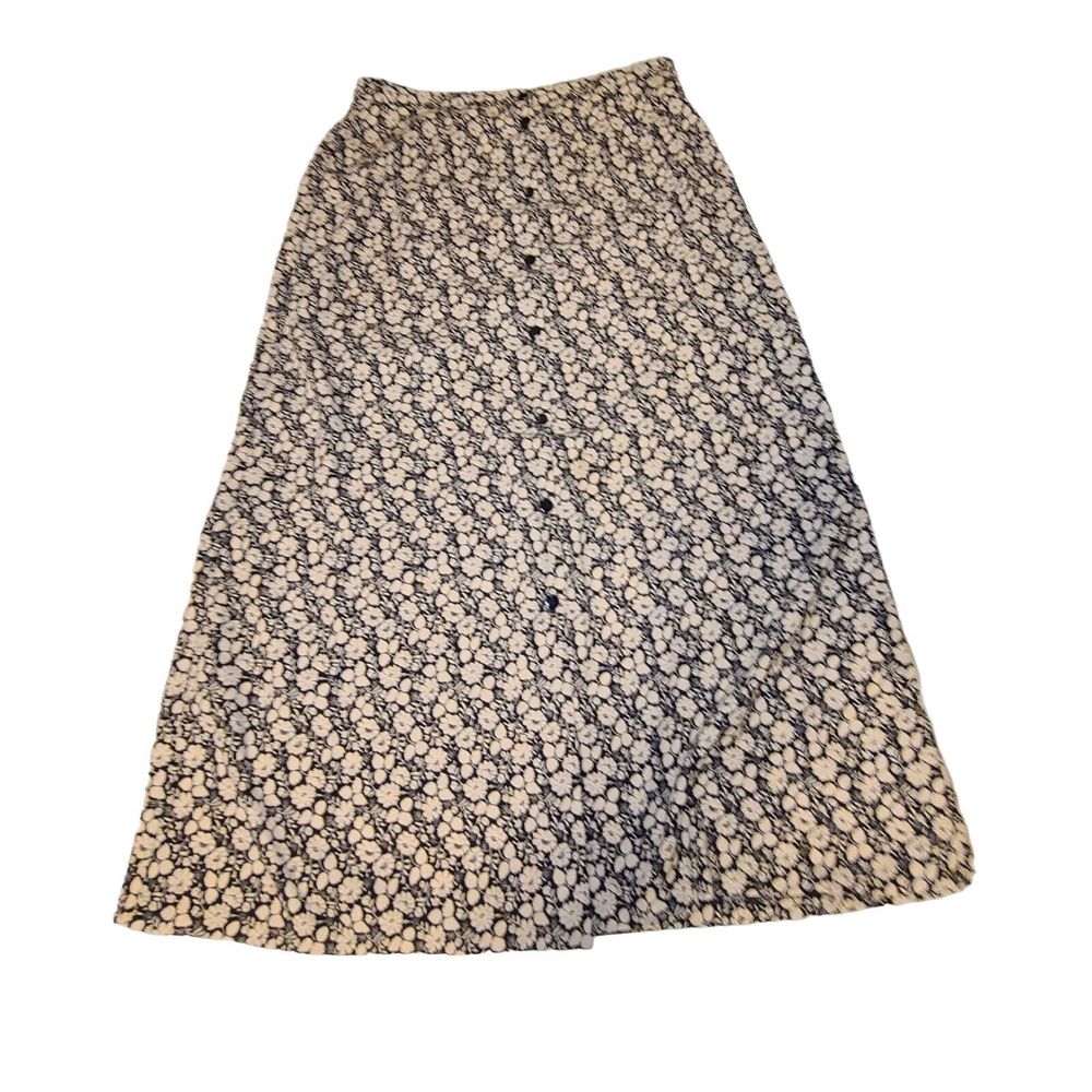 Bohemian Skirt Button Front Long Floral Beige Size 10 Vintage Retro Gypsy